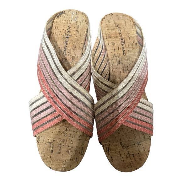 Lucky Brand Shoes - Lucky Brand Mykayla Cork Wedge Sandals Ombre Strappy Size 9